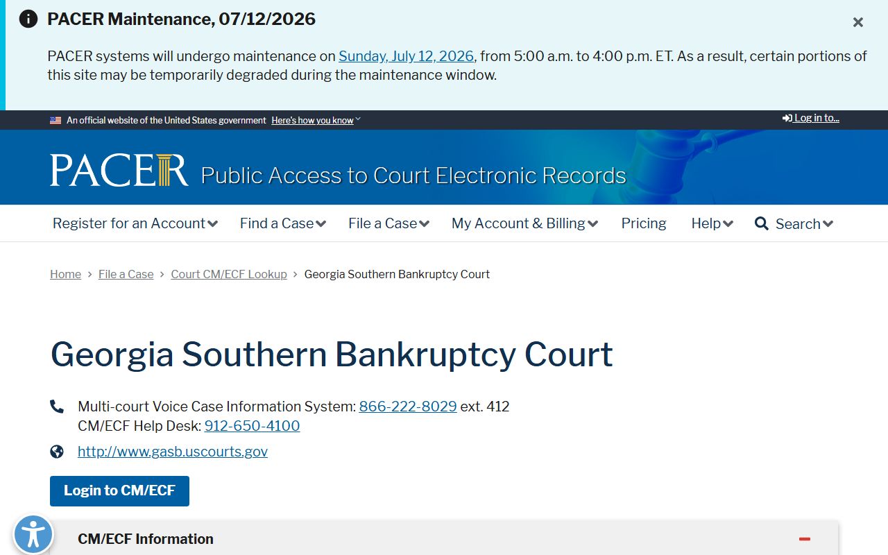 Lincoln County court dockets Georgia Southern Bankruptcy CM ECF lookup