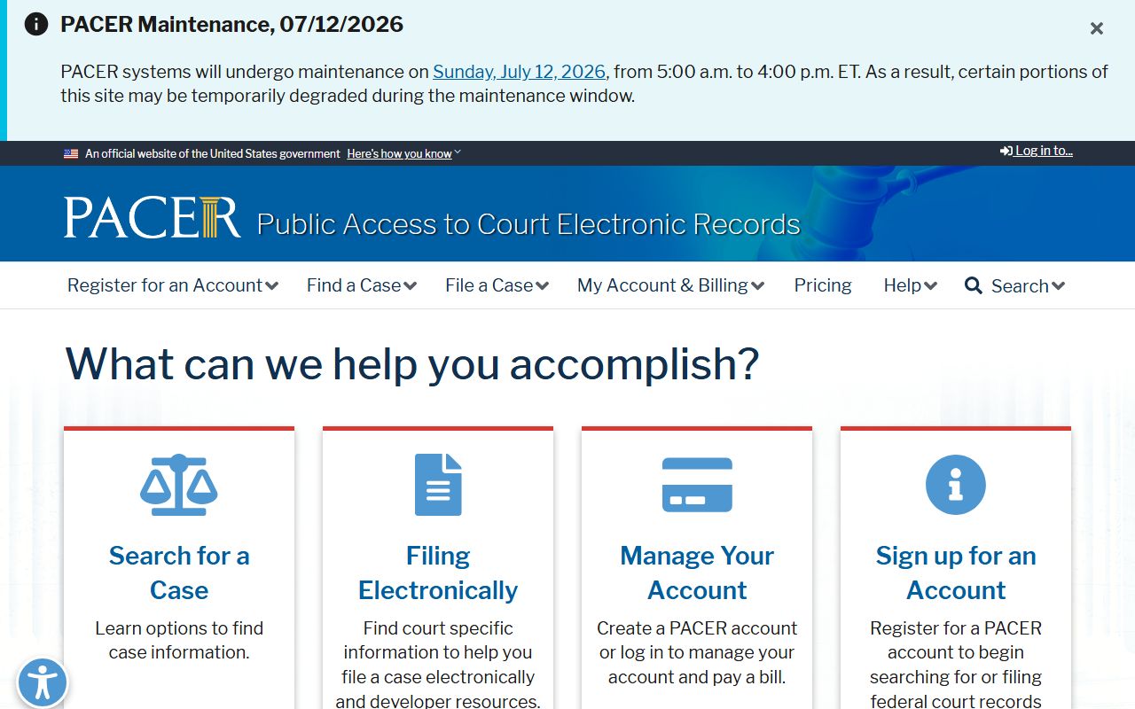 Lincoln County court dockets PACER federal docket portal