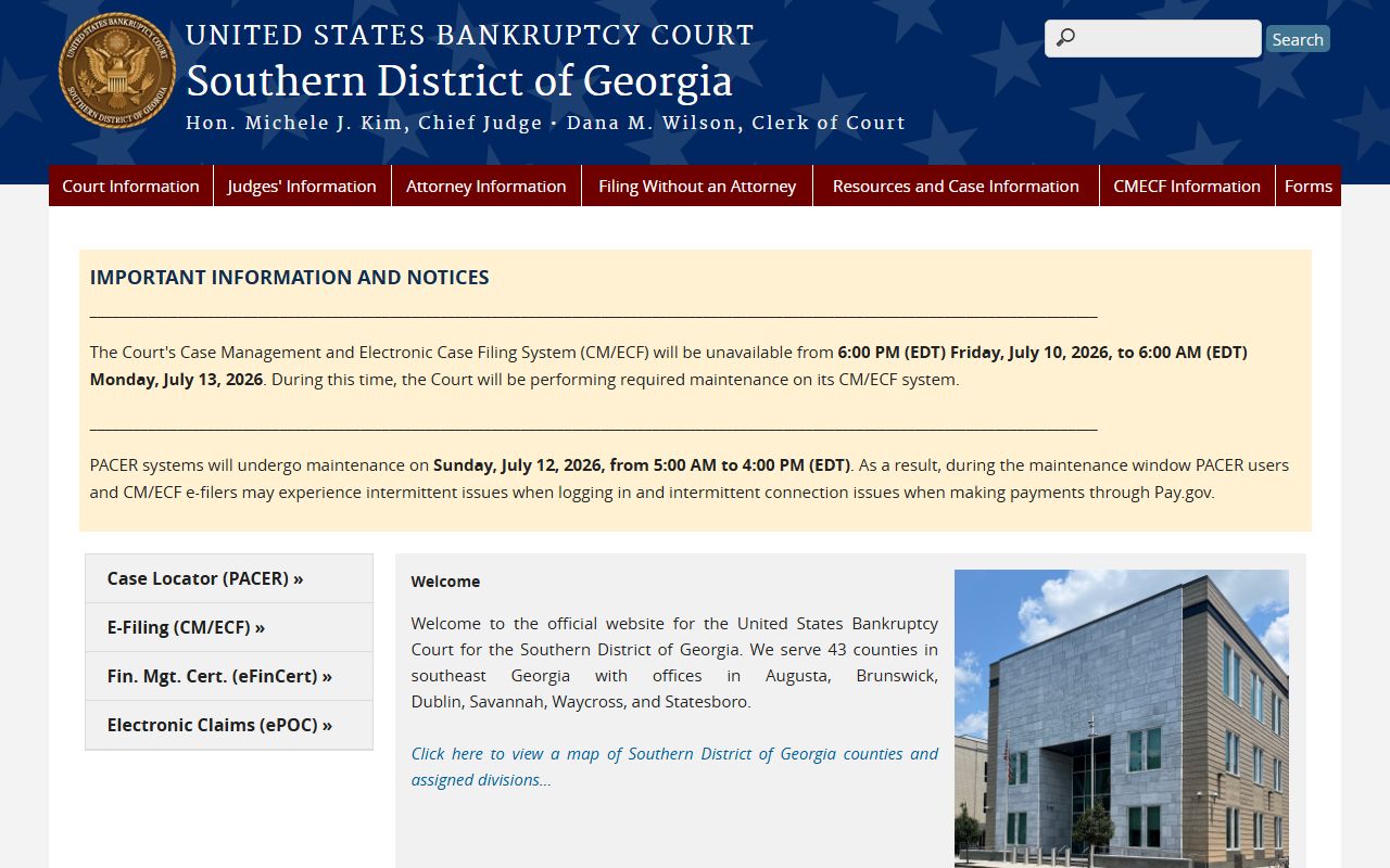 Lincoln County court dockets Southern District of Georgia bankruptcy court